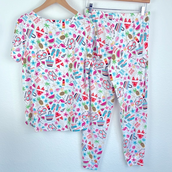 Sunset Treasures Womens Pajamas T-shirt and Pant Set Beach Print Womens S - Picture 5 of 5
